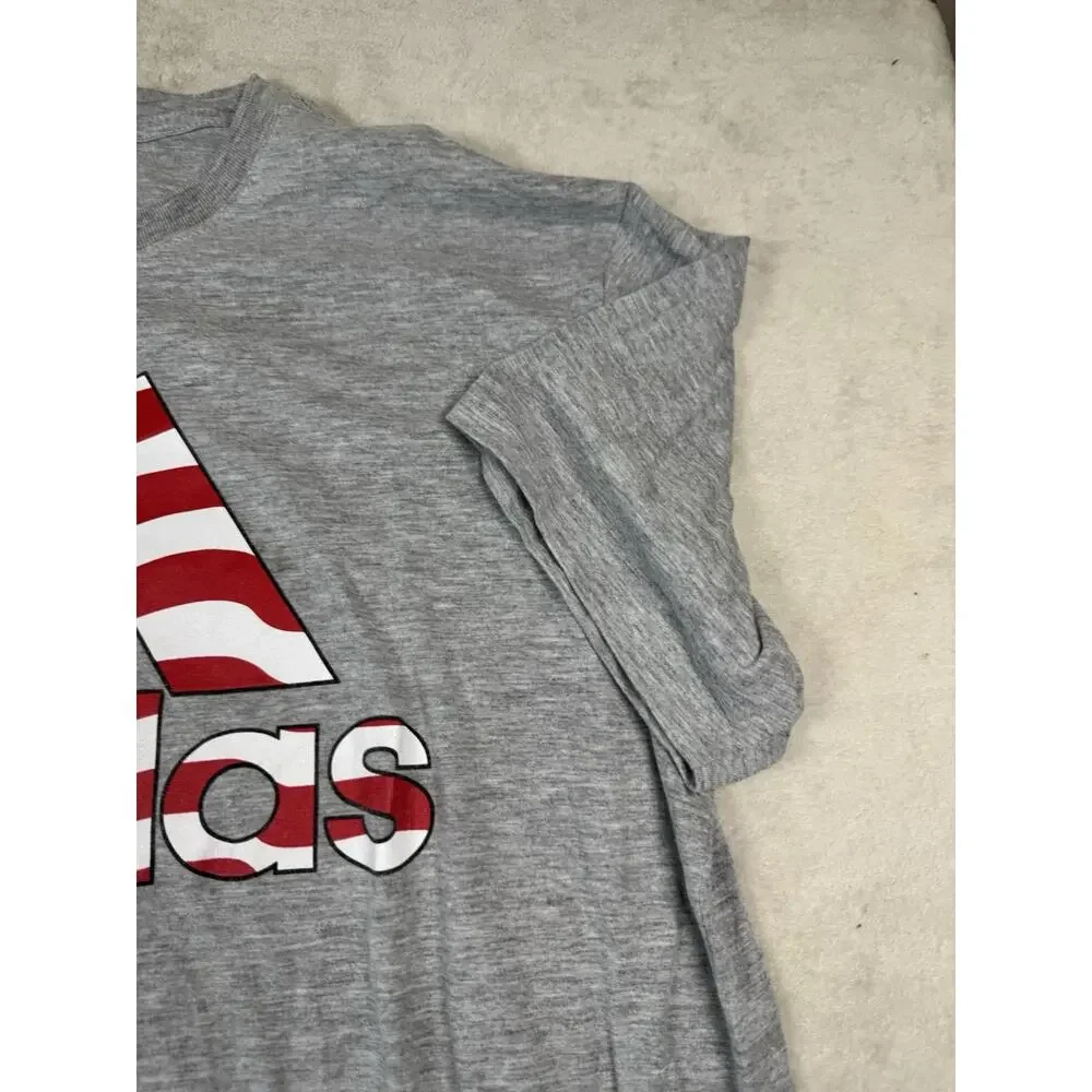 Adidas Golf Men’s Large Gray T Shirt American Flag Logo USA Patriotic Tee